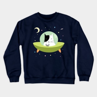 Space Cat - The Astronaut Kitten inside an UFO Crewneck Sweatshirt